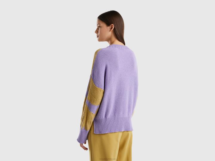 suéter con incrustaciones florales NHBF37 lila mujer Benetton
