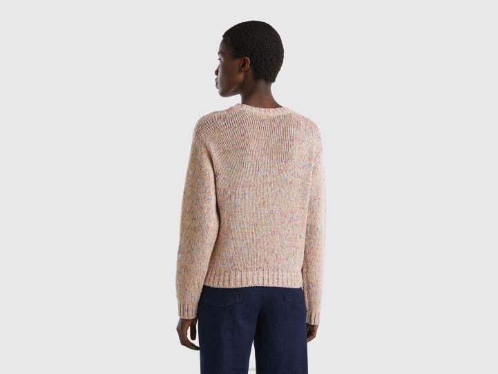 suéter con motivo de punto abierto NHBF48 beige mujer Benetton