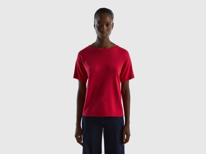 suéter de manga corta NHBF3532 fucsia mujer Benetton