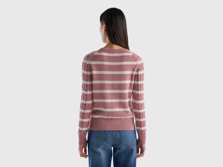 suéter de ochos 100% algodón NHBF151 rosa mujer Benetton