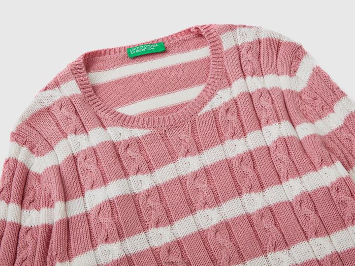 suéter de ochos 100% algodón NHBF151 rosa mujer Benetton