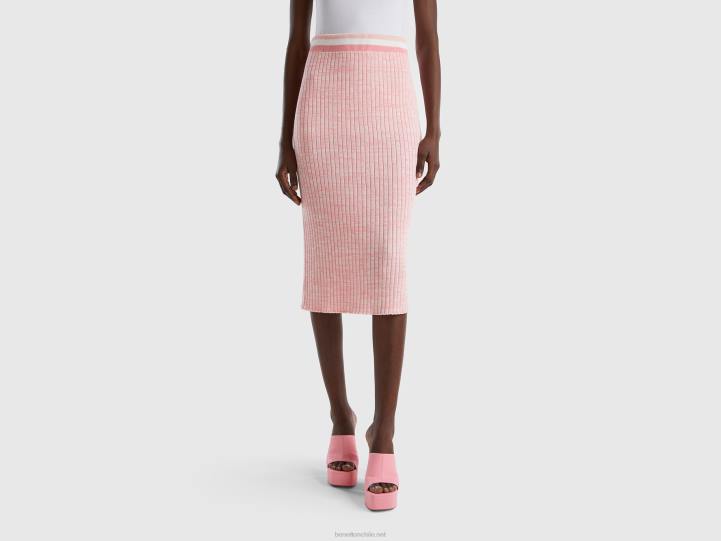 falda lápiz de punto rosa NHBF4170 rosa mujer Benetton