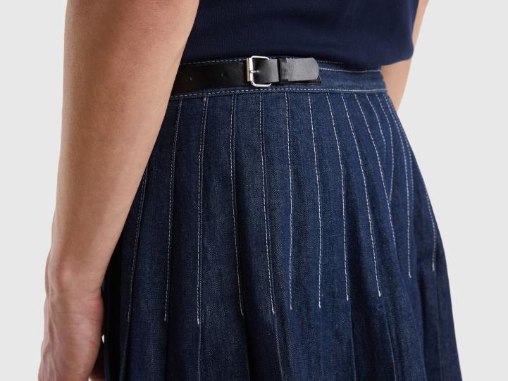 falda midi cruzada NHBF4176 azul oscuro mujer Benetton