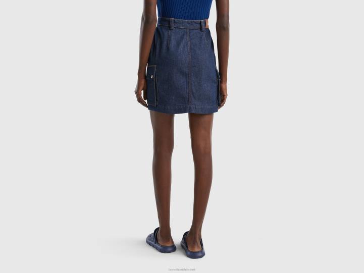 minifalda con bolsillos cargo NHBF689 azul oscuro mujer Benetton