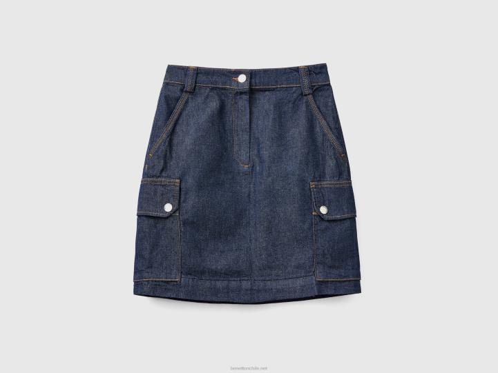 minifalda con bolsillos cargo NHBF689 azul oscuro mujer Benetton