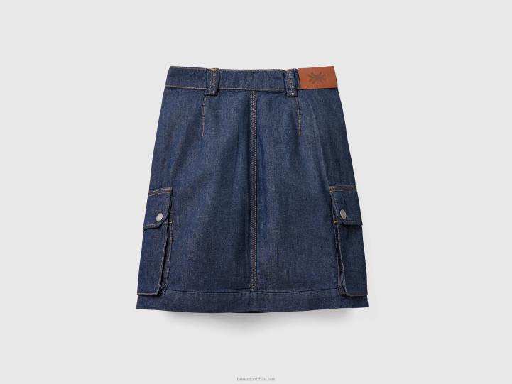 minifalda con bolsillos cargo NHBF689 azul oscuro mujer Benetton