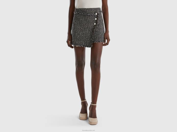 minifalda de tweed NHBF4164 negro mujer Benetton