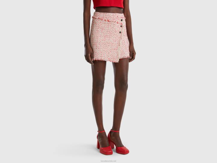 minifalda de tweed NHBF4174 rojo mujer Benetton