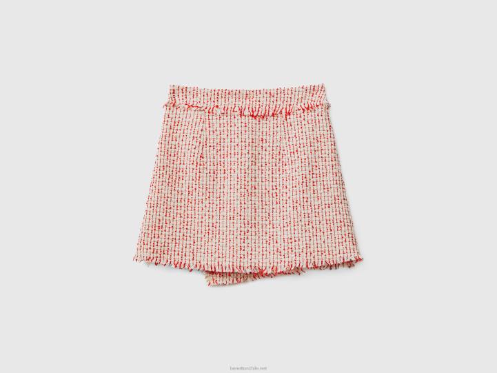 minifalda de tweed NHBF700 rojo mujer Benetton