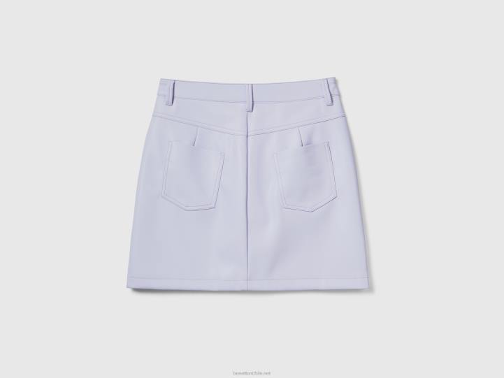 minifalda en polipiel NHBF696 lila mujer Benetton