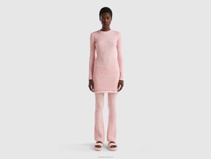 vestido de suéter rosa corto NHBF4023 rosa mujer Benetton