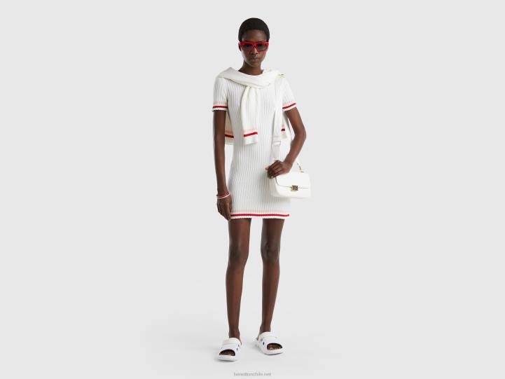 mini vestido blanco crema NHBF549 Blanco crema mujer Benetton