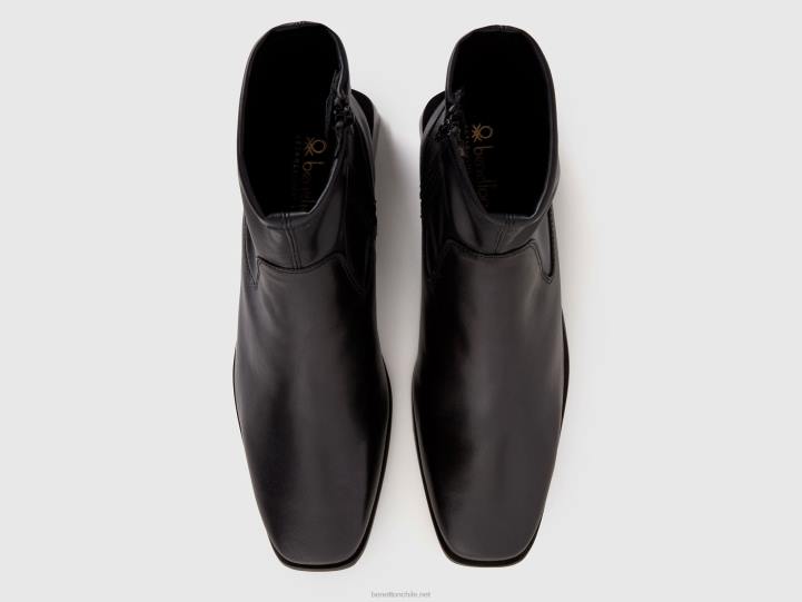 botines con tacón ancho NHBF763 negro mujer Benetton