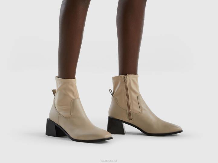 botines con tacón ancho NHBF887 blanco mujer Benetton