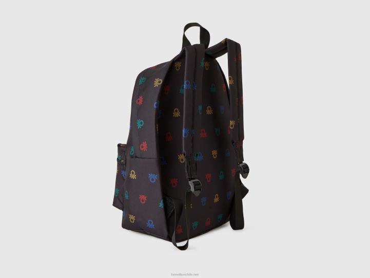 mochila con logo estampado en nailon NHBF2070 negro niños Benetton