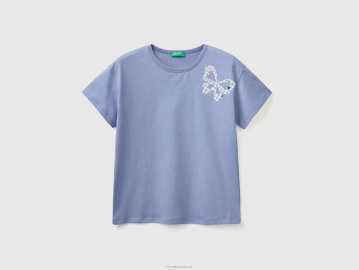 camiseta boxy fit con aplique NHBF5274 fuerza aérea azul niños Benetton