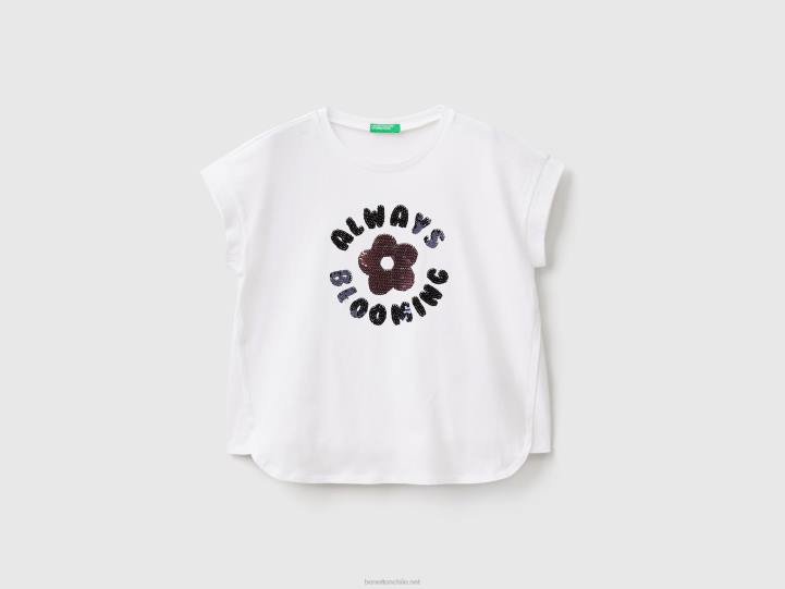 camiseta con lentejuelas reversibles NHBF5232 blanco niños Benetton