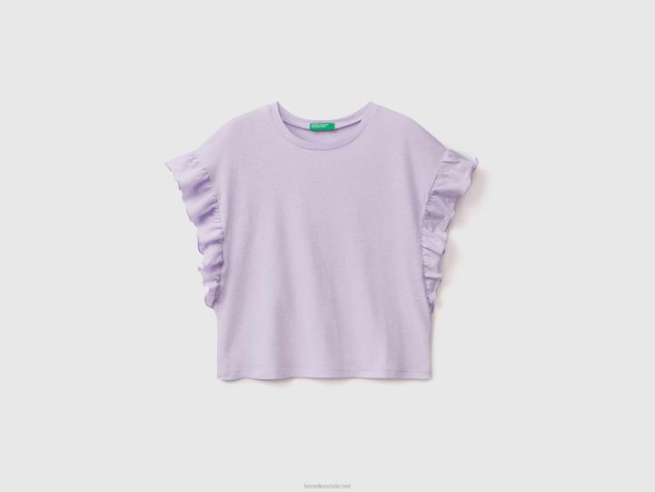 camiseta de mezcla de lino con volantes NHBF5290 lila niños Benetton