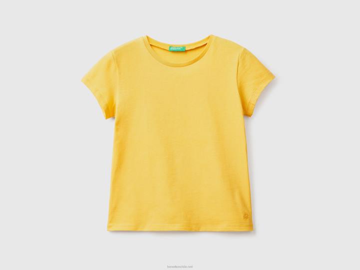 camiseta de puro algodón orgánico NHBF2445 amarillo niños Benetton