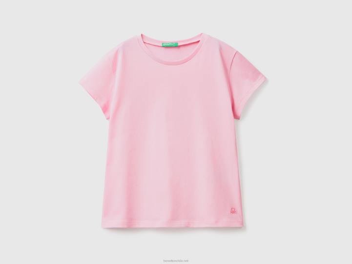 camiseta de puro algodón orgánico NHBF5252 rosa niños Benetton