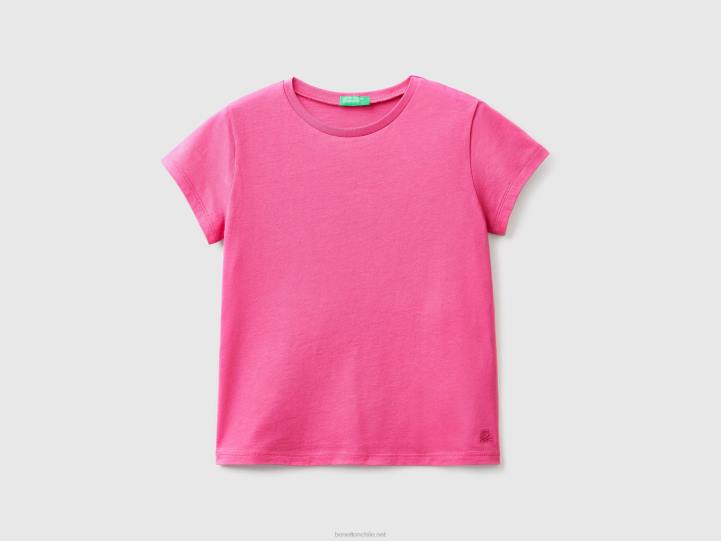 camiseta de puro algodón orgánico NHBF5276 fucsia niños Benetton