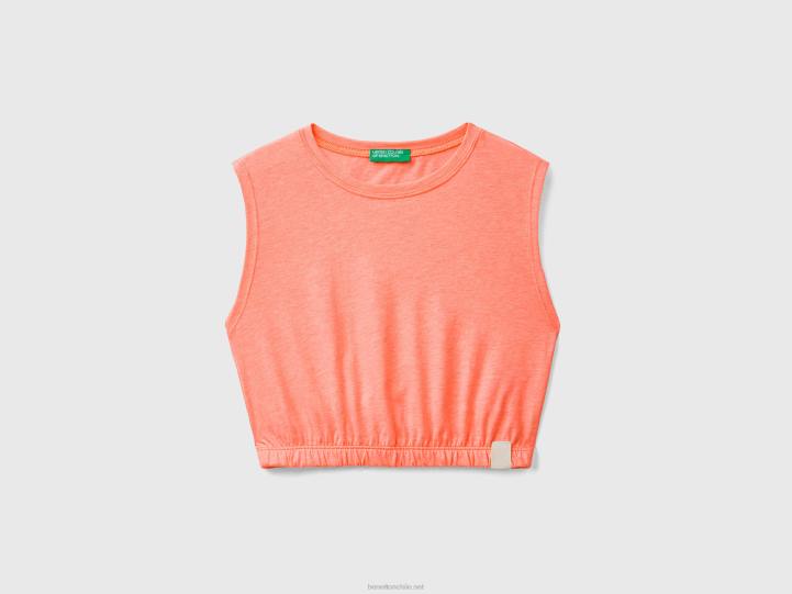 camiseta sin mangas corta de tejido reciclado NHBF5261 naranja neón niños Benetton