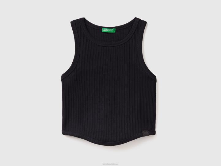 camiseta sin mangas de canalé NHBF2499 negro niños Benetton