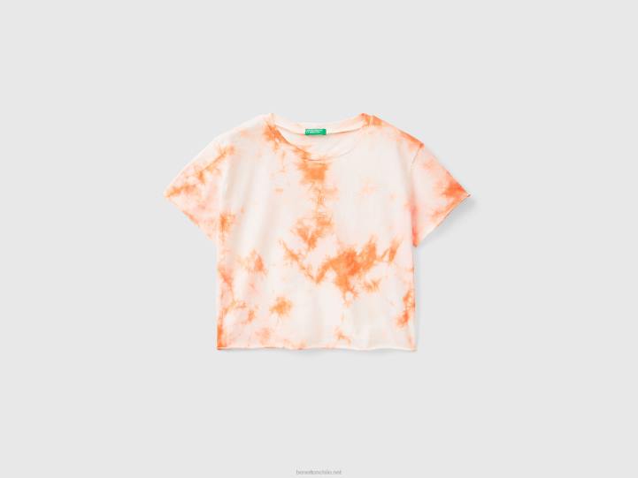 camiseta tie-dye con bordado NHBF5236 Rosa suave niños Benetton