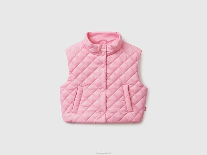 chaleco capitonado boxy fit NHBF2433 rosa niños Benetton