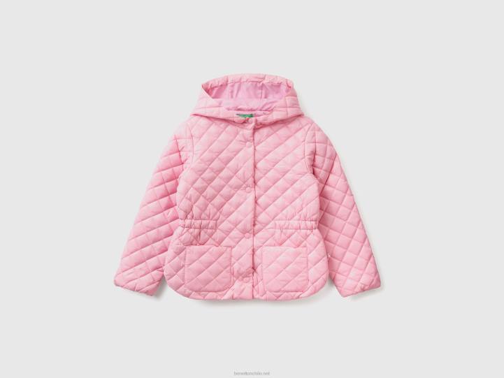 chaqueta acolchada con capucha NHBF2425 rosa niños Benetton