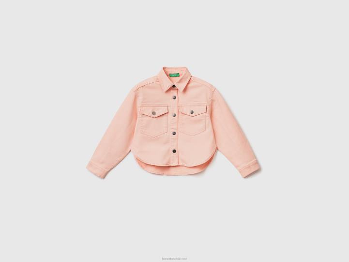chaqueta de algodón stretch de colores NHBF5205 Rosa suave niños Benetton