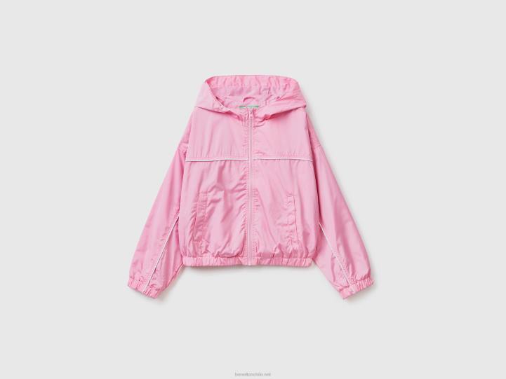 chaqueta de nailon con capucha NHBF2424 rosa niños Benetton