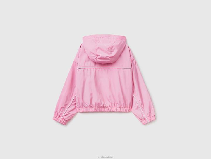 chaqueta de nailon con capucha NHBF2424 rosa niños Benetton