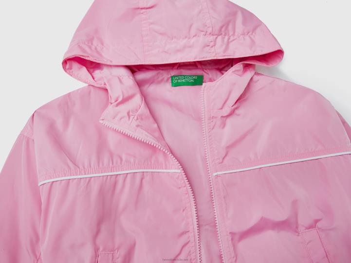 chaqueta de nailon con capucha NHBF2424 rosa niños Benetton