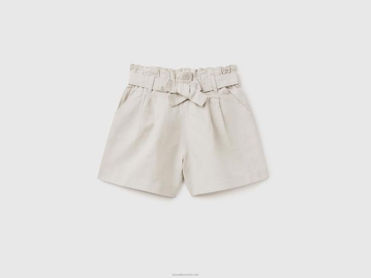 Bermudas paperbag en mezcla de lino NHBF2700 beige niños Benetton