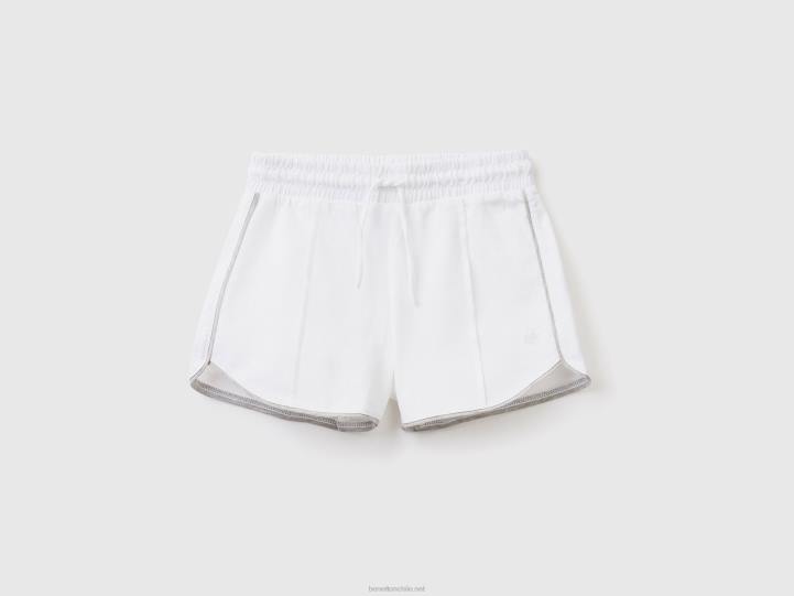 Pantalón corto 100% algodón con cordón NHBF2697 blanco niños Benetton