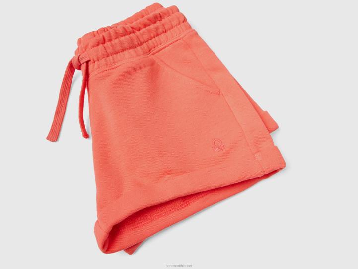 Pantalones cortos de chándal 100% algodón NHBF2633 coral naranja niños Benetton