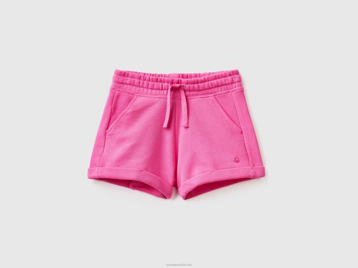Pantalones cortos de chándal 100% algodón NHBF2692 fucsia niños Benetton