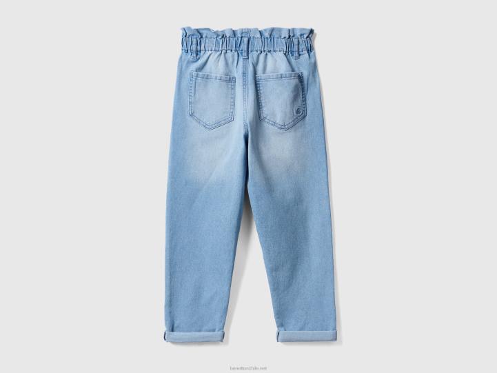jeans baggy con cintura fruncida NHBF5431 azul claro niños Benetton
