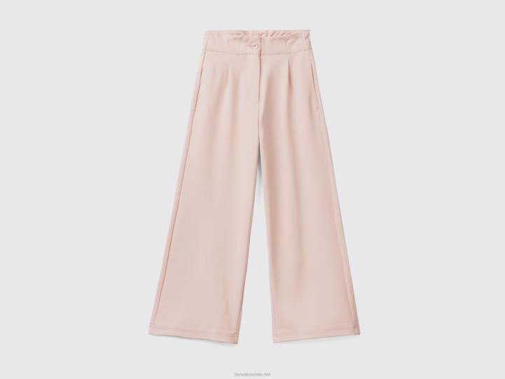 pantalones palazzo con elástico en la espalda NHBF5443 Rosa suave niños Benetton