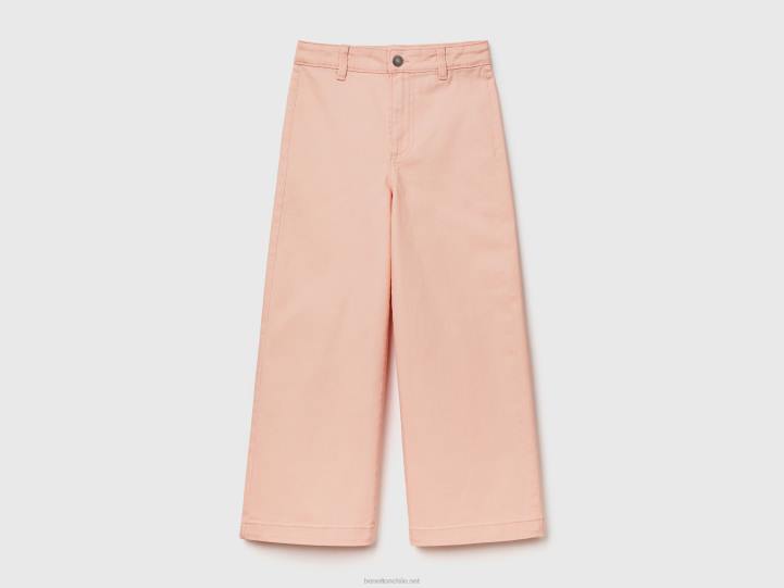 pantalones palazzo de algodón elástico NHBF5428 Rosa suave niños Benetton
