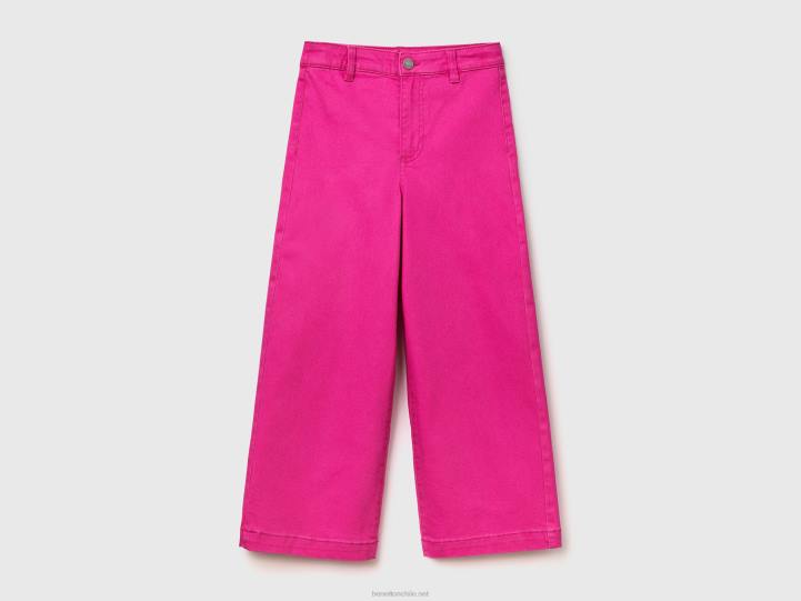 pantalones palazzo de algodón elástico NHBF5455 fucsia niños Benetton