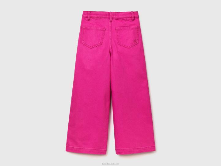 pantalones palazzo de algodón elástico NHBF5455 fucsia niños Benetton