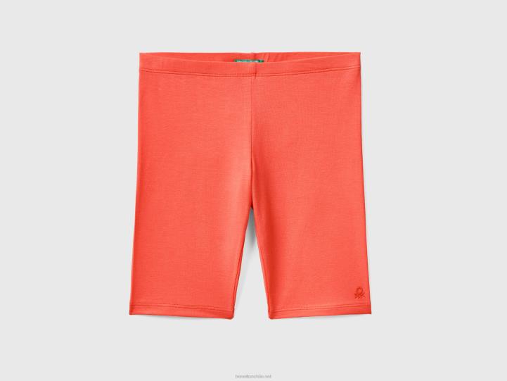 shorts de algodón elástico NHBF5437 coral rojo niños Benetton