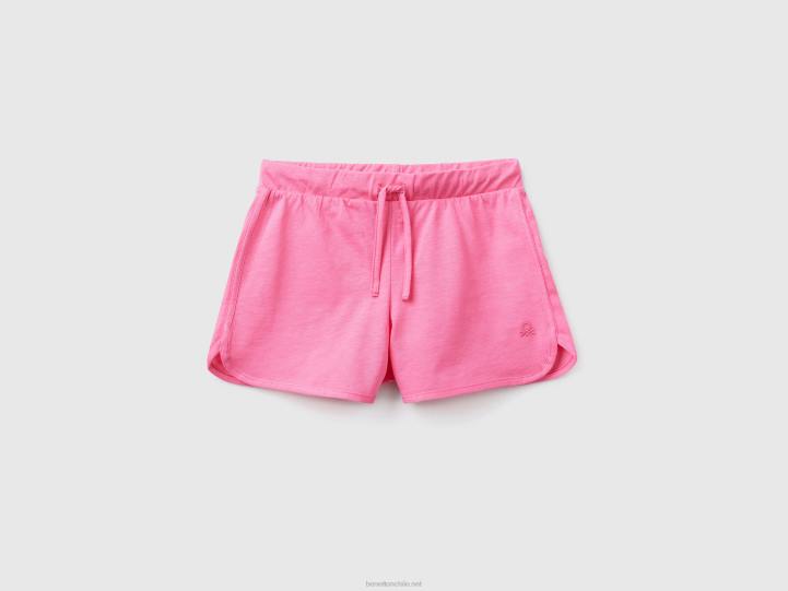 shorts estilo corredor en algodón orgánico NHBF2641 rosa niños Benetton