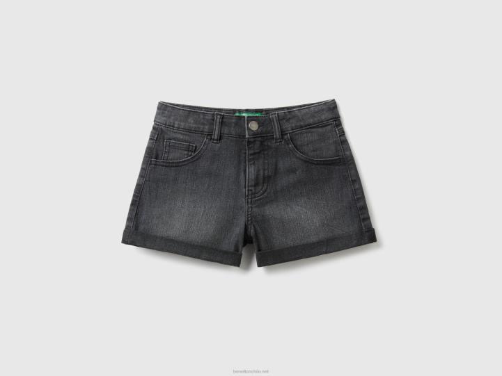 shorts vaqueros en denim "eco-recycle" NHBF2645 negro niños Benetton