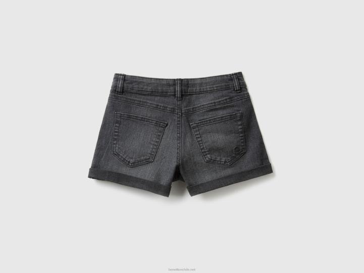 shorts vaqueros en denim "eco-recycle" NHBF5433 negro niños Benetton