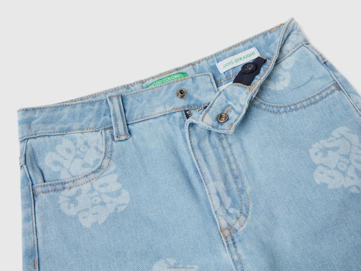 vaqueros rectos estampados NHBF5459 azul claro niños Benetton