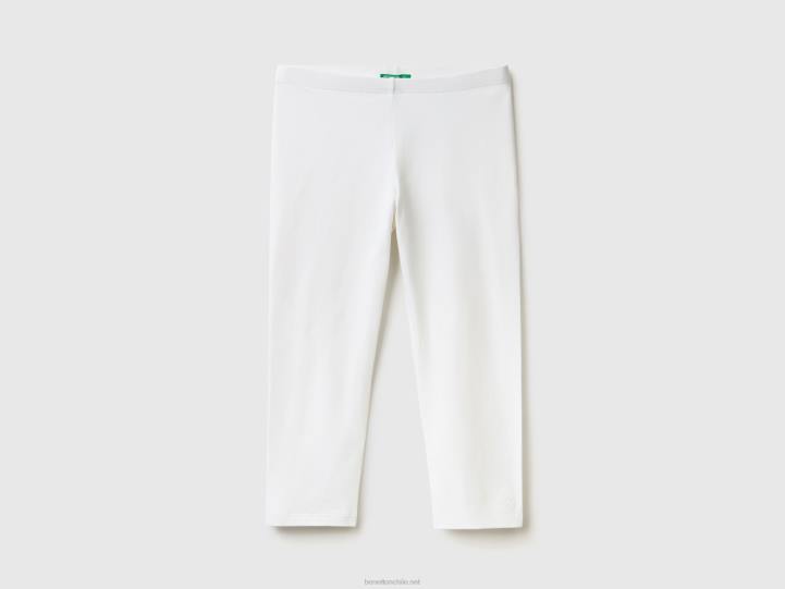 Leggings 3/4 de algodón elástico NHBF2593 blanco niños Benetton