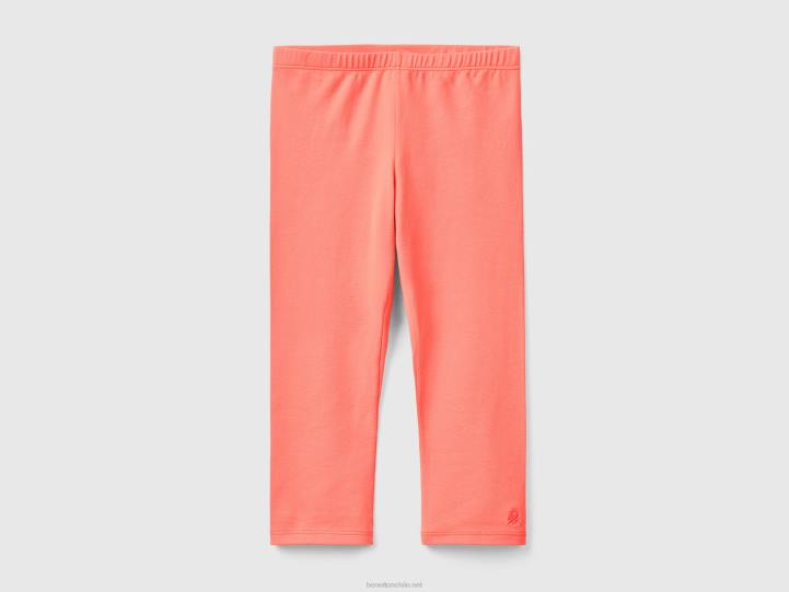 Leggings 3/4 de algodón elástico NHBF2607 coral naranja niños Benetton
